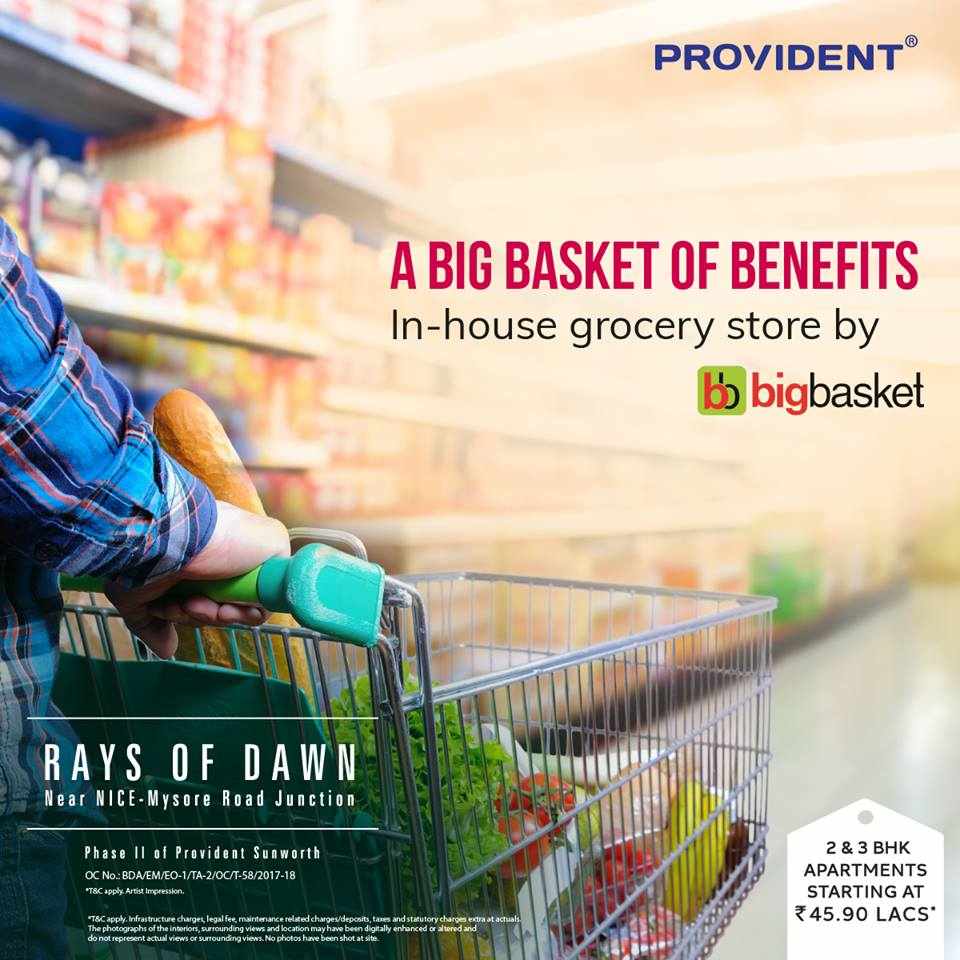 In-house grocery store by Big Basket at Provident Rays Of Dawn in Kumbalgodu, Bangalore Update